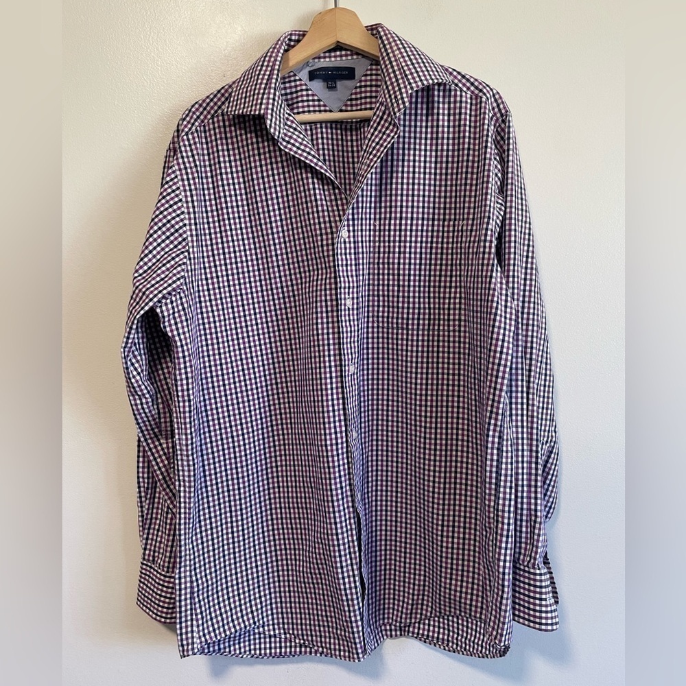 Tommy Hilfiger Men’s Plaid  Purple & Blue Button Down Shirt